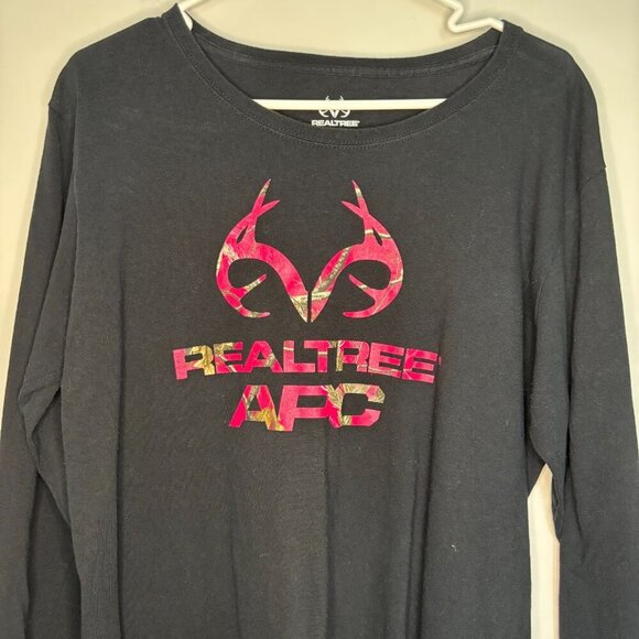 REALTREE APC Pink Camo Antler Logo Long Sleeve Tee Womens XL Black - Picture 3 of 6